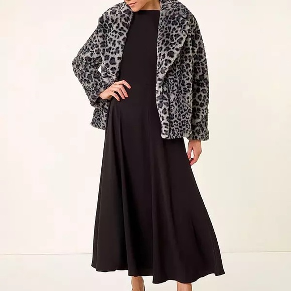 Jou Jou Gray Leopard Print Teddy Jacket - Picture 6 of 8